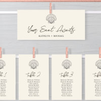 Seating Chart Header Modern Shell Beach Ocean Card