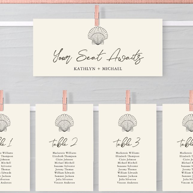 Seating Chart Header Modern Shell Beach Ocean Card (Creator Uploaded)