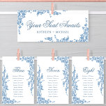 Seating Chart Header Vintage Blue Floral Card<br><div class="desc">Elegant Classic Dusty Blue Vintage Floral Script Calligraphy Wedding Table Seating Charts Header Card. All the texts are pre-arranged for you to personalise easily and quickly with your own details.</div>