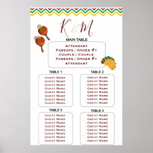 Seating Chart Mexican Fiesta Wedding 