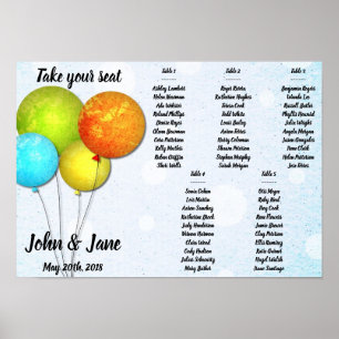 Seating Chart Poster - Colourful Balloons Design
