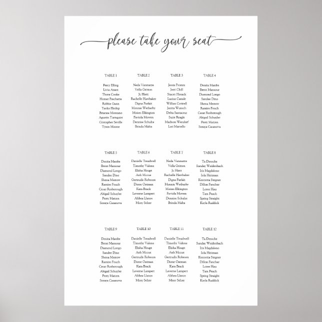 Seating Plan chart template (Front)