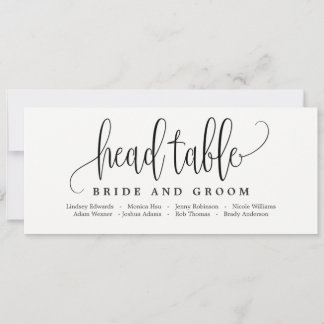 Seating Plan Head Table Card - Lovely Calligraphy