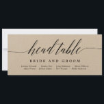 Seating Plan Head Table Card - Modern Script<br><div class="desc">Plan a stylish celebration with this modern invitation that your guests will adore. 
Design by © berryberrysweet . Printable digital files are available! Visit our website at www.berryberrysweet.com for more details!</div>