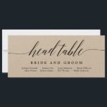 Seating Plan Head Table Card - Modern Script<br><div class="desc">Plan a stylish celebration with this modern invitation that your guests will adore. 
Design by © berryberrysweet . Printable digital files are available! Visit our website at www.berryberrysweet.com for more details!</div>