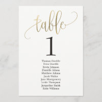 Seating Plan Table Card Lovely Calligraphy