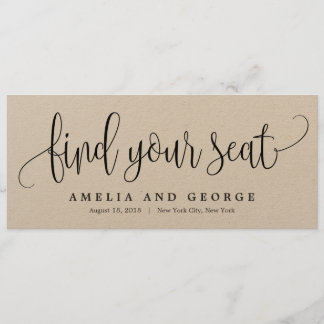 Seating Plan Title Card - Lovely Calligraphy Kraft