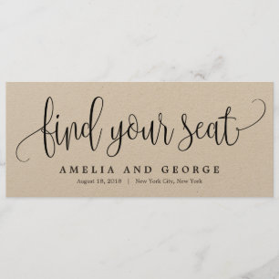 Seating Plan Title Card - Lovely Calligraphy Kraft