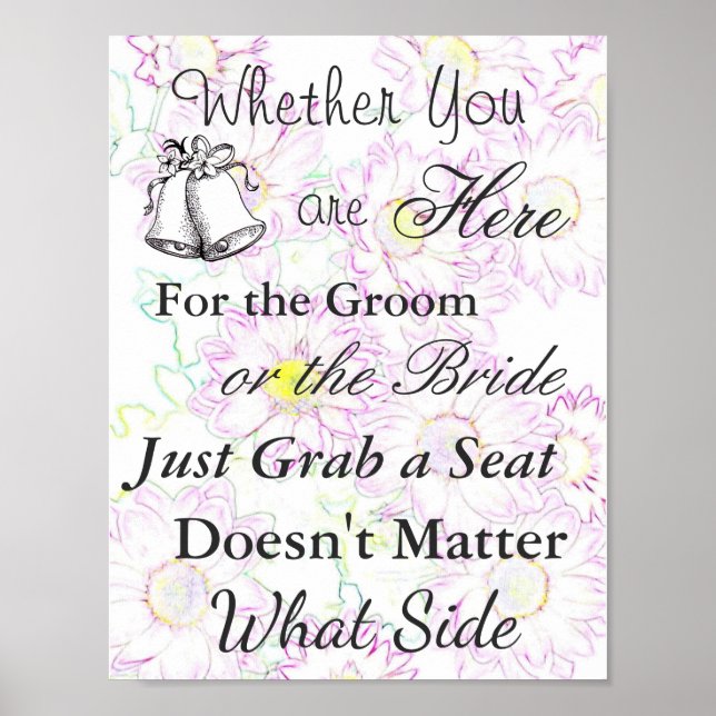 Seating Poster for Wedding, Daisy Theme Purple (Front)