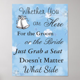 Seating Poster for Wedding, Floral Blue Theme