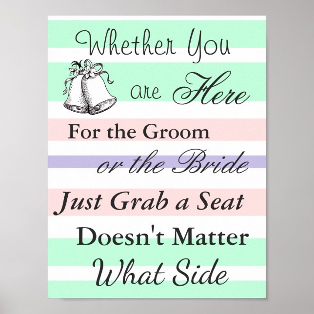 Seating Poster for Wedding, Green, Pink Theme (Front)