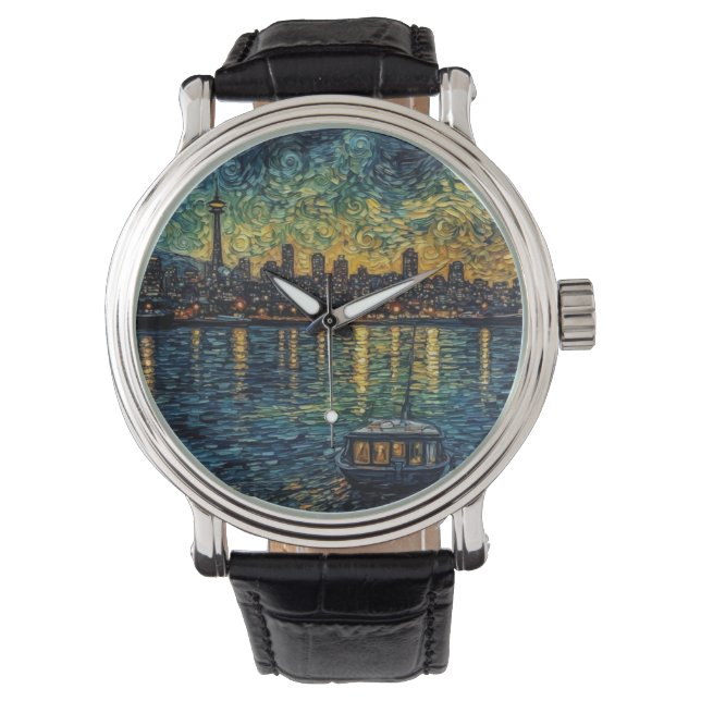 Seatle Space Needle in van Gogh style Watch (Front)