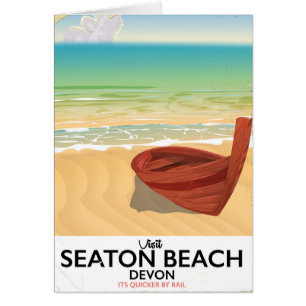 Seaton Beach Devon vintage seaside poster