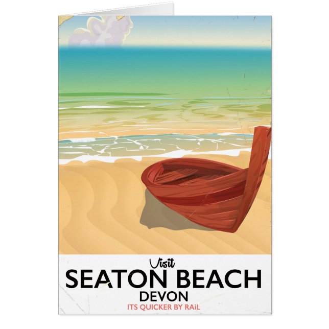 Seaton Beach Devon vintage seaside poster (Front)