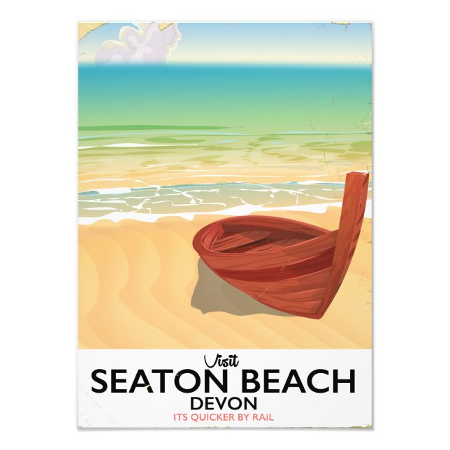 Seaton Beach Devon vintage seaside poster (Front)