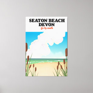 Seaton Beach Dorset travel poster Canvas Print