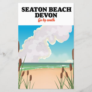 Seaton Beach Dorset travel poster Canvas Print