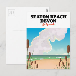 Seaton Beach Dorset travel poster Postcard