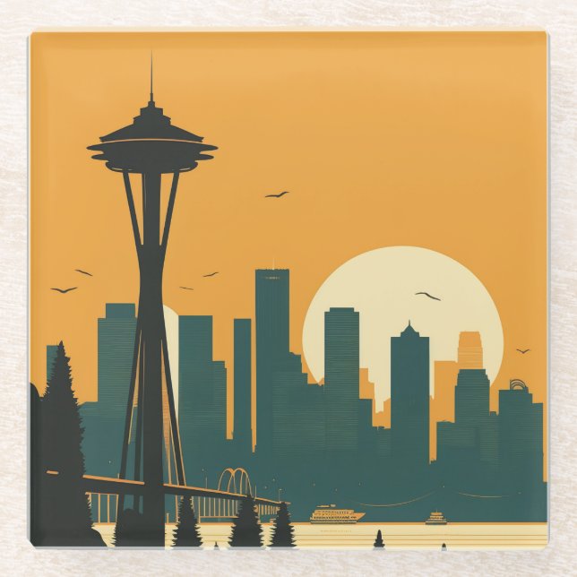 SEATTLE #1 GLASS COASTER (Front)