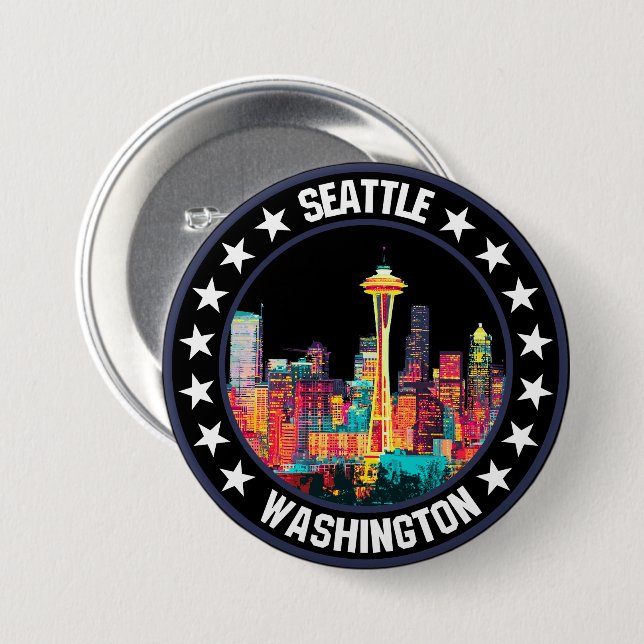 Seattle                                            7.5 cm round badge (Front & Back)