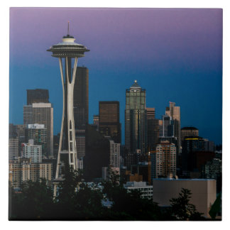 Seattle Architecture Under the Purple Sky Tile