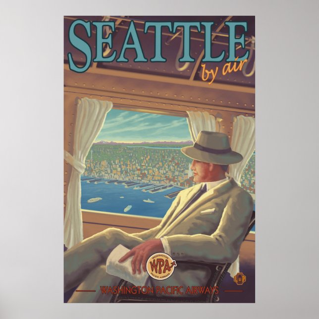 Seattle By Air - Washington Travel Poster (Front)