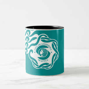 Seattle city flag Two-Tone coffee mug