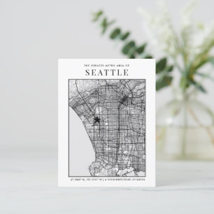 Seattle City Map + Location Marker Postcard