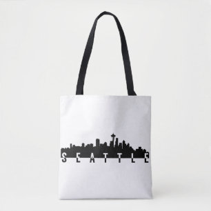 seattle city skyline silhouette black shape americ tote bag