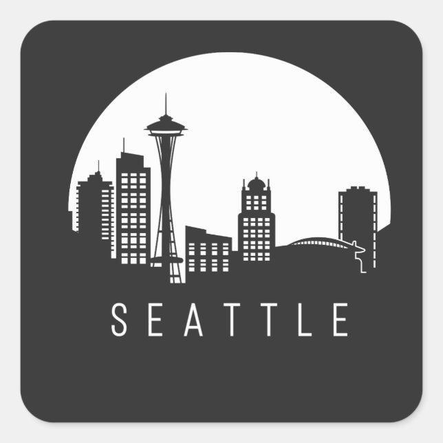 Seattle City Skyline Square Sticker (Front)