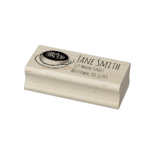 Seattle Coffee Cup Latte Personalised Address Rubber Stamp