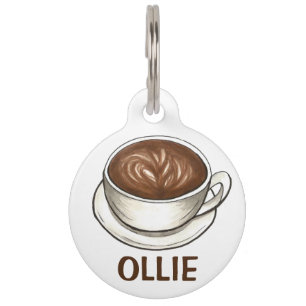 Seattle Coffee Cup Latte Pet Dog Tag