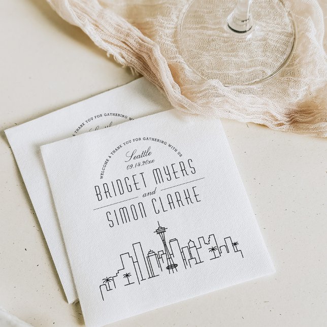 Seattle Deco Skyline | Wedding Event Napkins (Creator Uploaded)