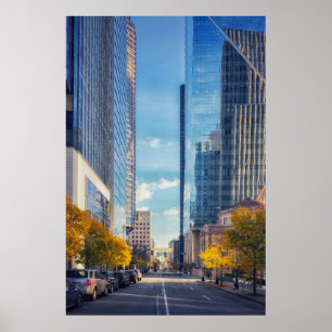 Seattle Downtown Skyline with Autumn Trees Poster