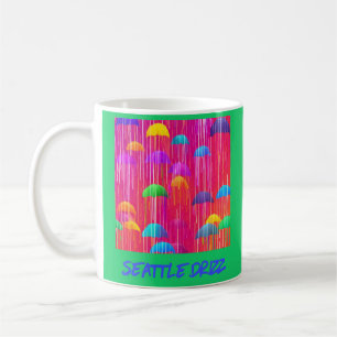 Seattle Drizzle Colorful Umbrellas and Rain Coffee Mug