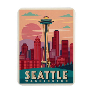 Seattle - Emerald City Skyline  Magnet