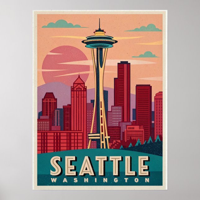 Seattle - Emerald City Skyline  Poster (Front)