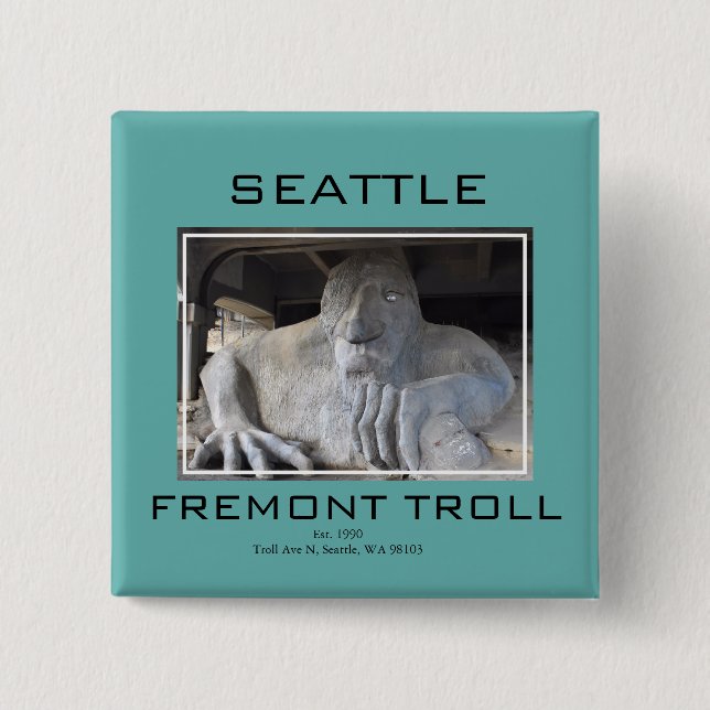 Seattle Fremont Troll Button (Front)