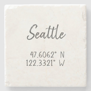 Seattle GPS Coordinates Longitude Latitude Stone Coaster