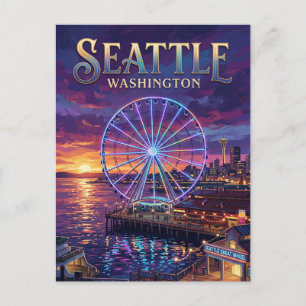 Seattle Great Wheel USA Postcard