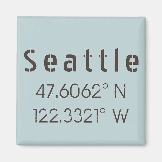 Seattle Latitude and Longitude Magnet (Front)