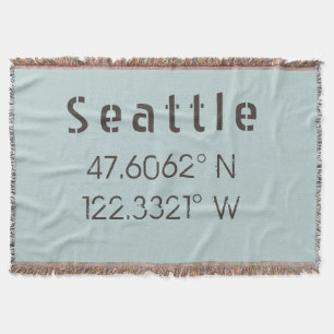 Seattle Longitude and Latitude Throw Blanket
