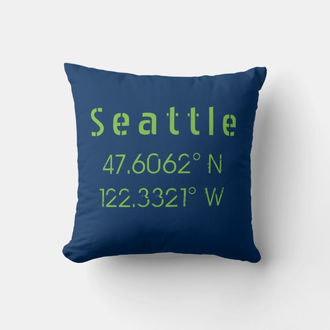 Seattle Longitude Latitude Team Colours Cushion (Front)