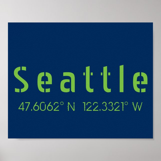 Seattle Longitude Latitude Team Colours  Poster (Front)