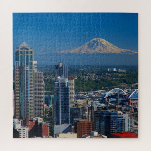 Seattle mit Mount Rainier Foto Jigsaw Puzzle
