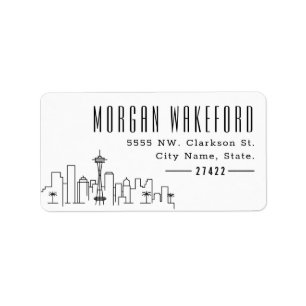 Seattle Modern Deco Skyline Large Label