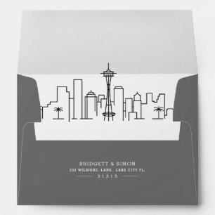 Seattle Modern Deco Skyline Reveal Envelope