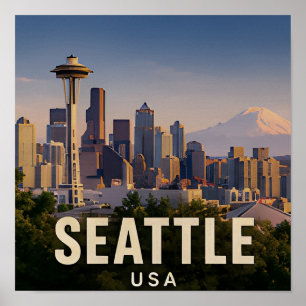 ☕ Seattle Pacific Northwest Travel Gift ☕ Poster