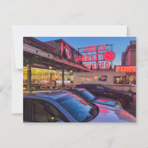 Seattle Pike Market at Twilight Postcard