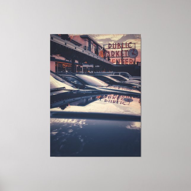Seattle Public Market Centre at Twilight  Canvas Print (Front)
